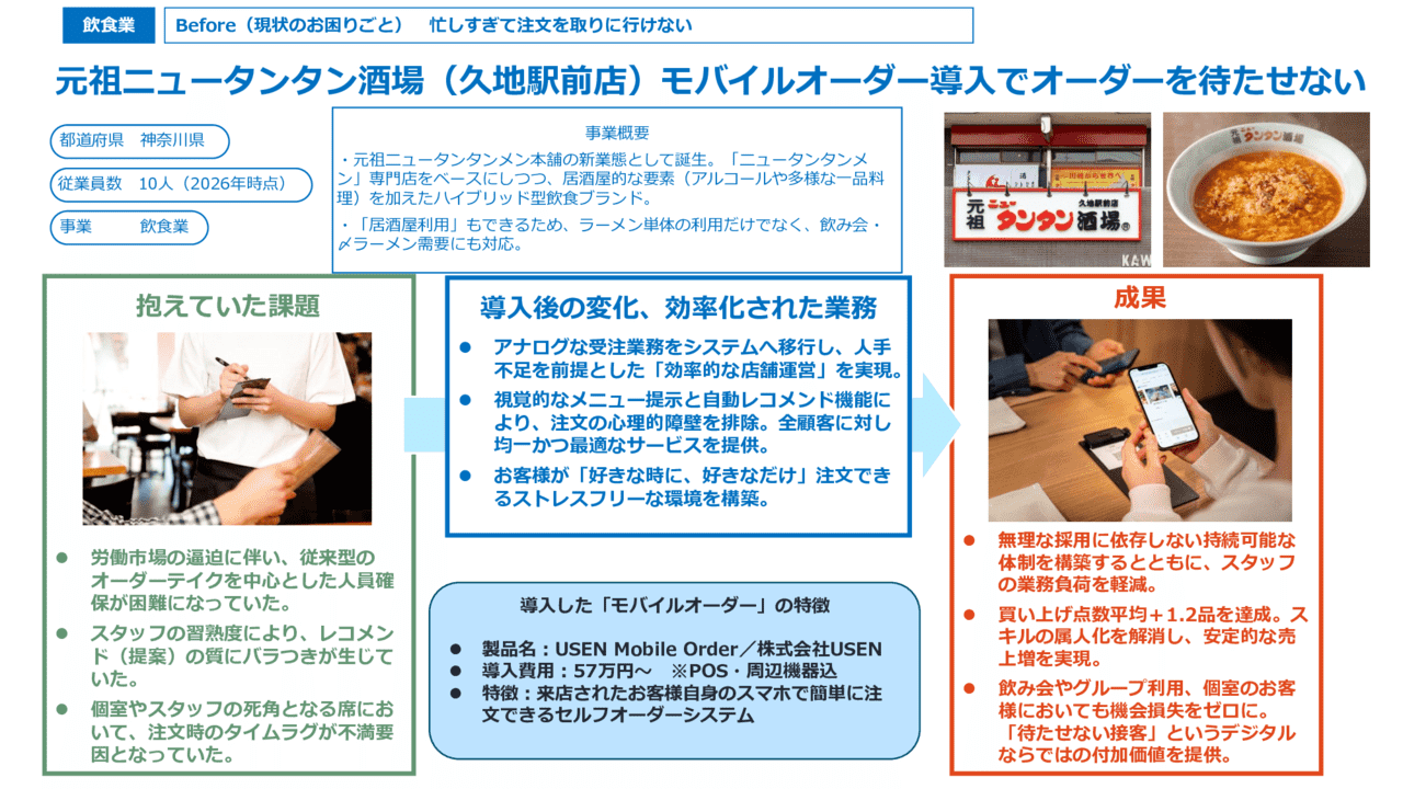 モバイルオーダー導入でオーダーを待たせない