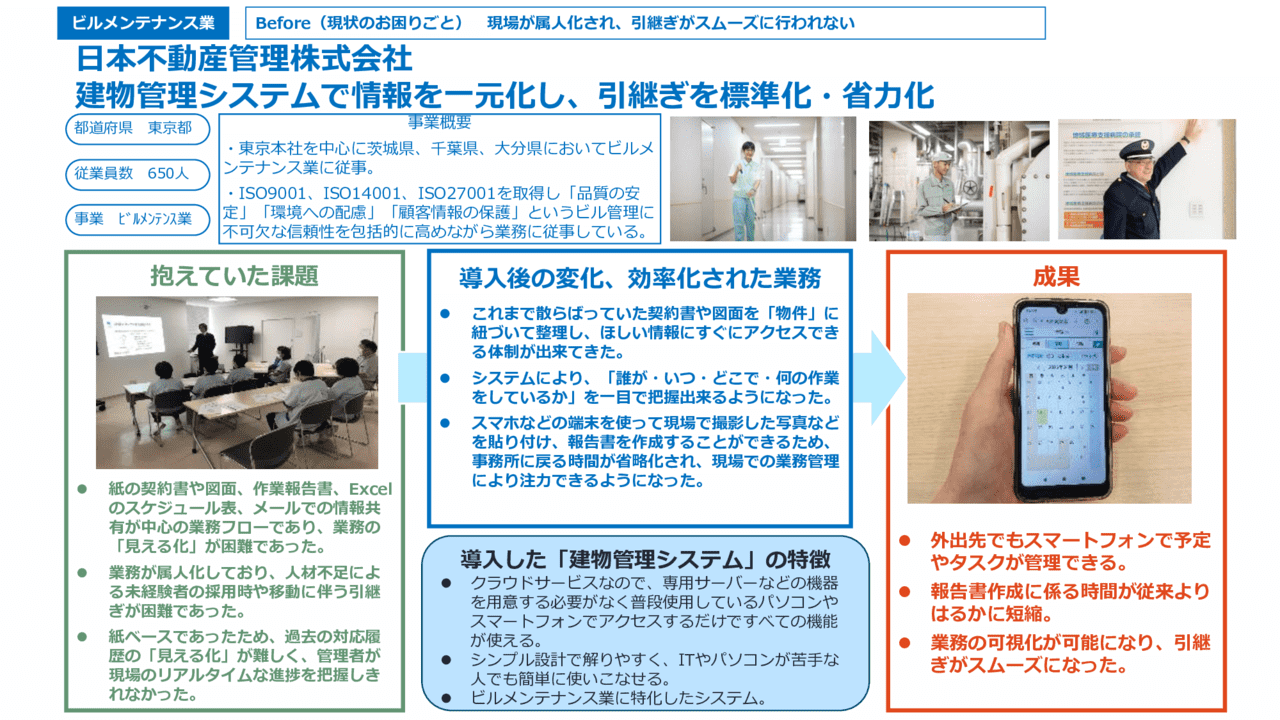 建物管理システムで情報を一元化し、引継ぎを標準化・省力化